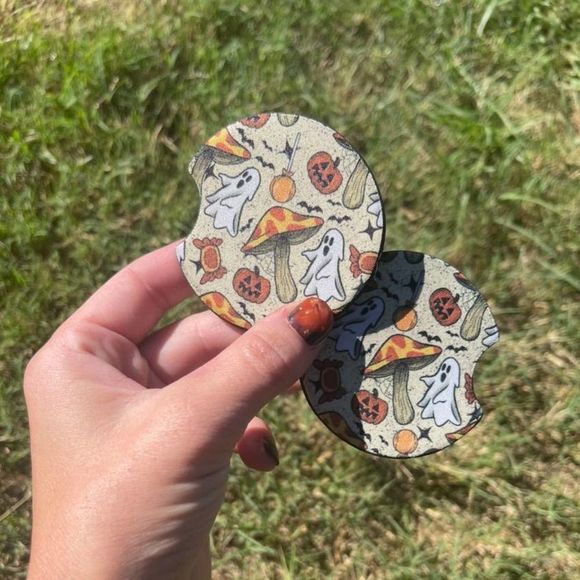 Ghost & Mushroom Halloween Car Coaster Set | Halloween Car Accessories - Picture 4 of 10